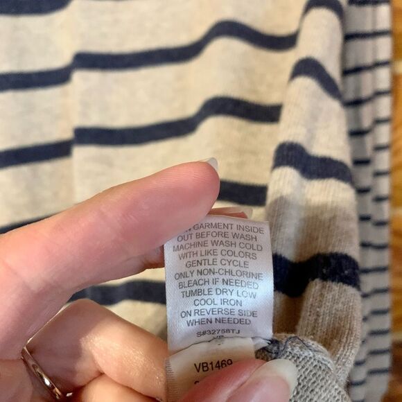 t/o Sweaters Lightweight Striped Blue and Beige Sweater Size Medium - Picture 5 of 7